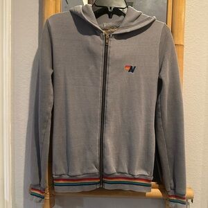 Aviator Nation GUC zip up hoodie with rainbow cuffs - pre-loved, discontinued